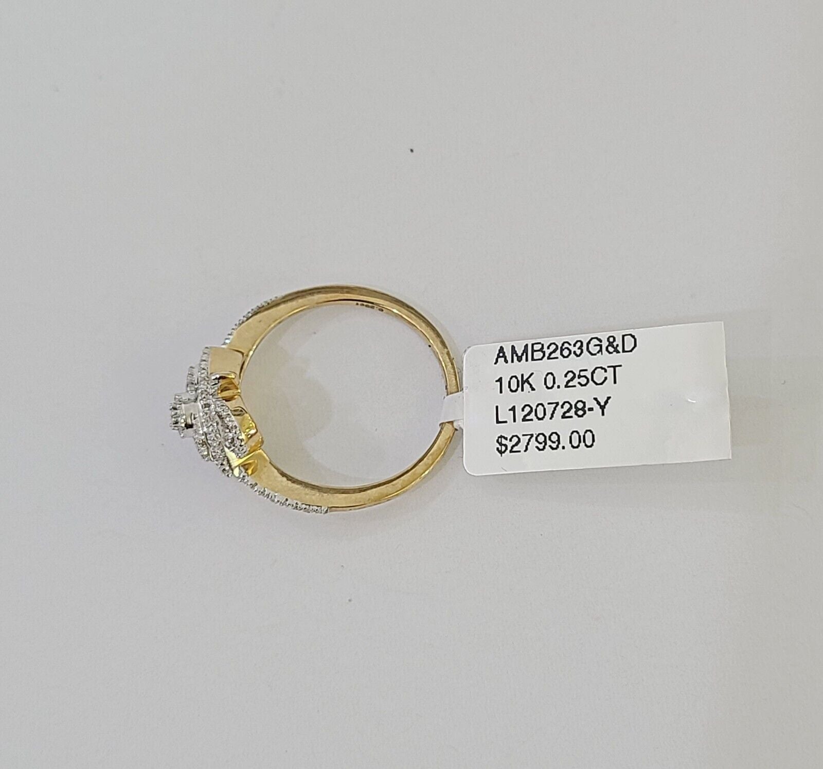 Real 10k Diamond Ladies Ring Evil Eye Yellow Gold Women Casual Genuine - GoldenlinQ